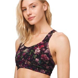 Lululemon 4 Free To Be Serene Bra Floral Illusion Antique White Multi Yoga Sport